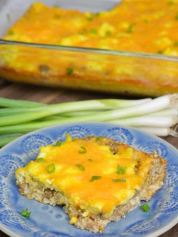 Made with spicy sausage, cheddar cheese, and eggs, this easy Sausage Casserole is the perfect make-ahead breakfast!