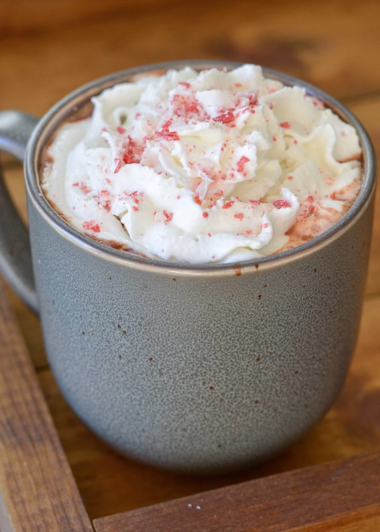 Slow Cooker Peppermint Mocha Hot Cocoa (low carb options) - Maebells