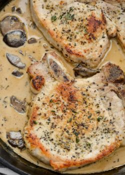 One Pan Pork Chops with Cream Sauce - Maebells