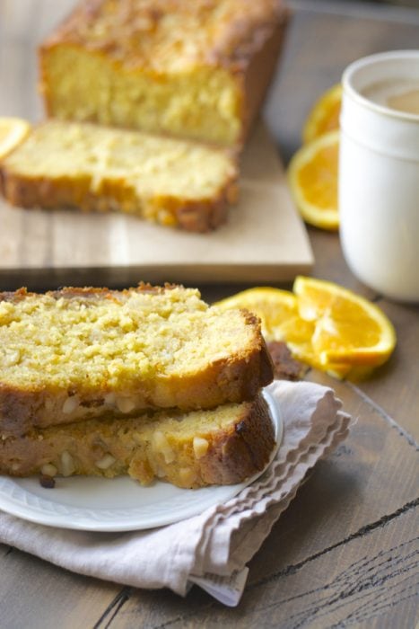 This easy gluten free Orange Bread features sweet white chocolate and salty macadamia nuts for a delicious, sweet treat! 