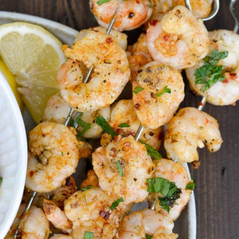Grilled Shrimp Skewers (low carb + keto) - Maebells
