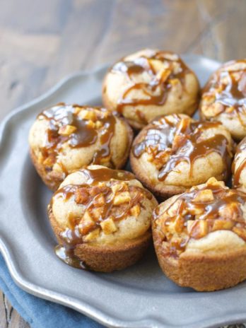 Caramel Smothered Apple Cinnamon Cupcakes! These sweet treats are gluten free and so easy to make!