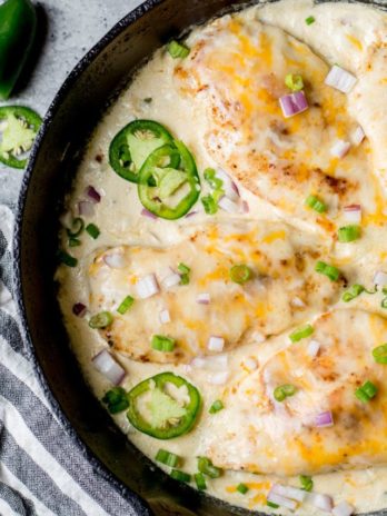 This One Pan Cheesy Jalapeño Chicken is the perfect easy keto dinner with just 5 net carbs! This recipe is perfect for busy nights and easy keto meal prep!