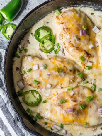 This One Pan Cheesy Jalapeño Chicken is the perfect easy keto dinner with just 5 net carbs! This recipe is perfect for busy nights and easy keto meal prep!