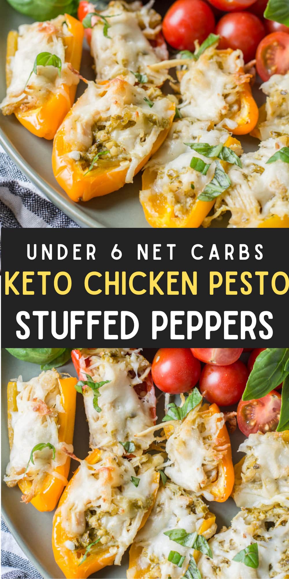 Keto Chicken Pesto Stuffed Sweet Peppers - Maebells