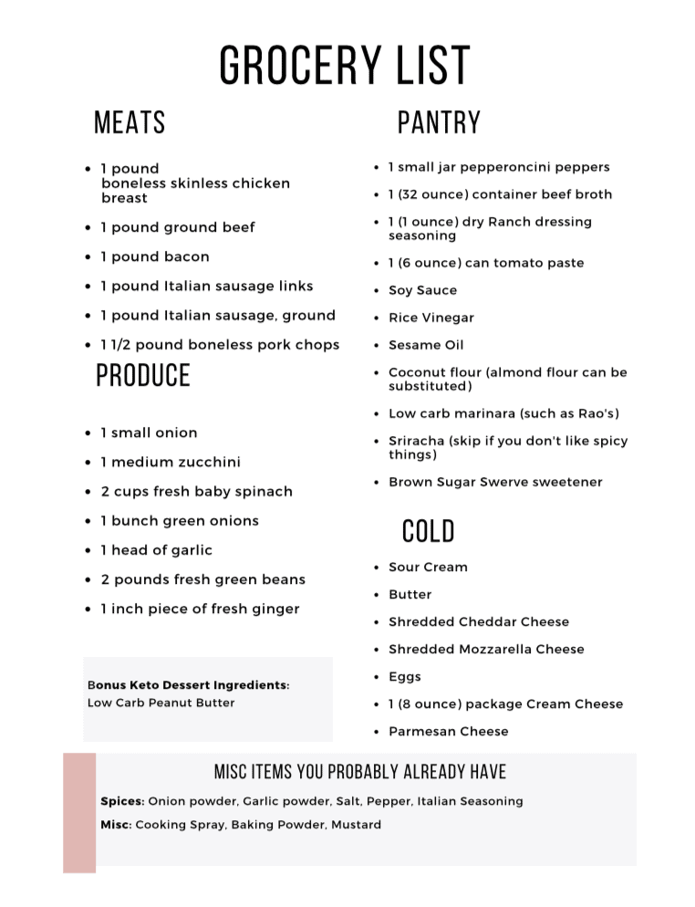 Keto Meal Plan Free Printable