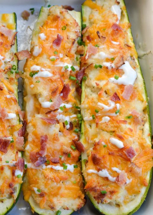 Chicken Bacon Ranch Zucchini Boats (low carb + keto) - Maebells