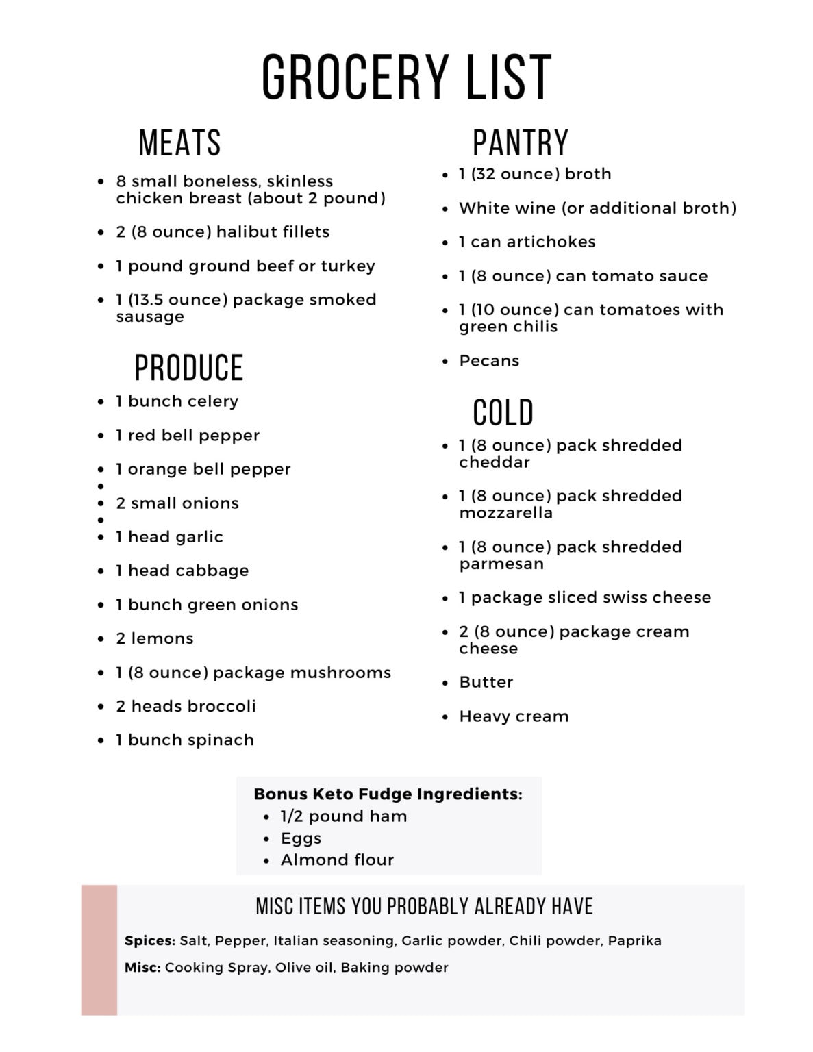 Easy Keto Meal Plan with Printable Shopping List (Week 15) - Maebells