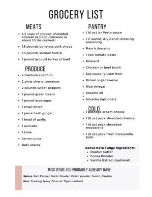 Easy Keto Meal Plan with Printable Shopping List (Week 14) - Maebells