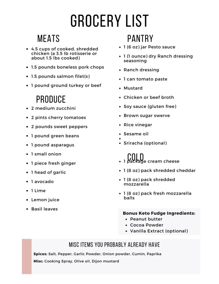 Easy Keto Meal Plan with Printable Shopping List (Week 14) - Maebells