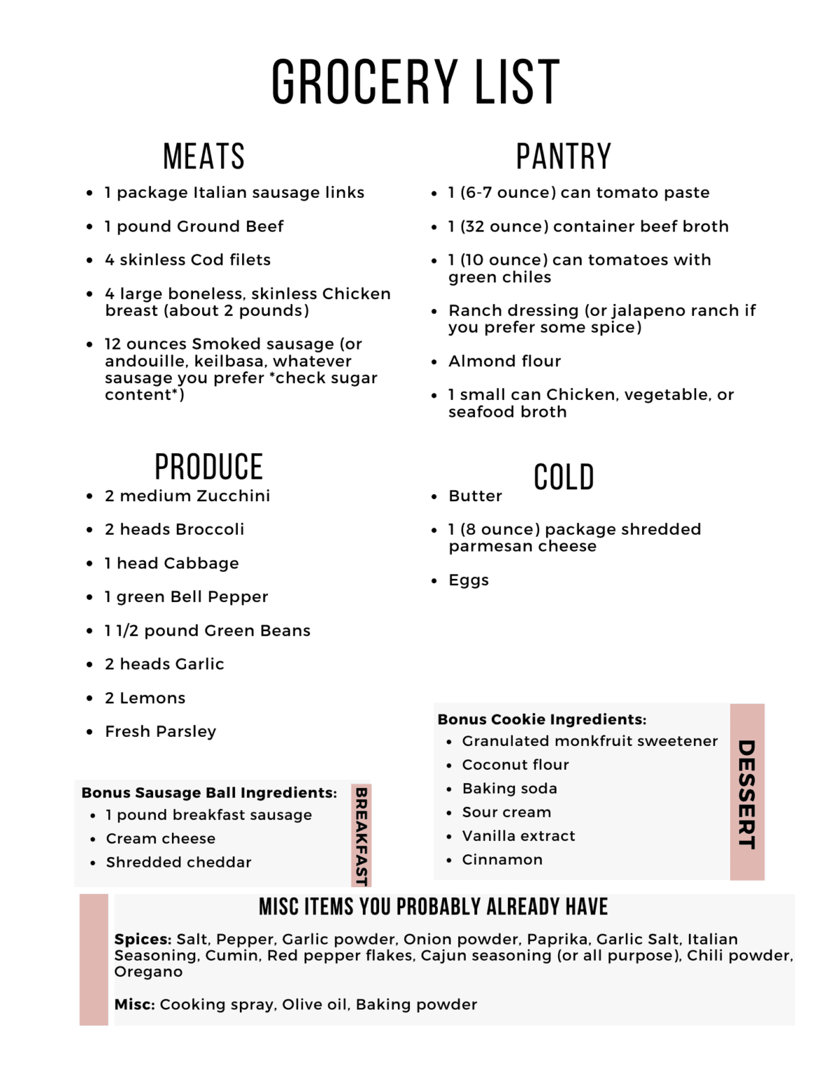 Easy Keto Meal Plan with Printable Shopping List (Week 21) - Maebells