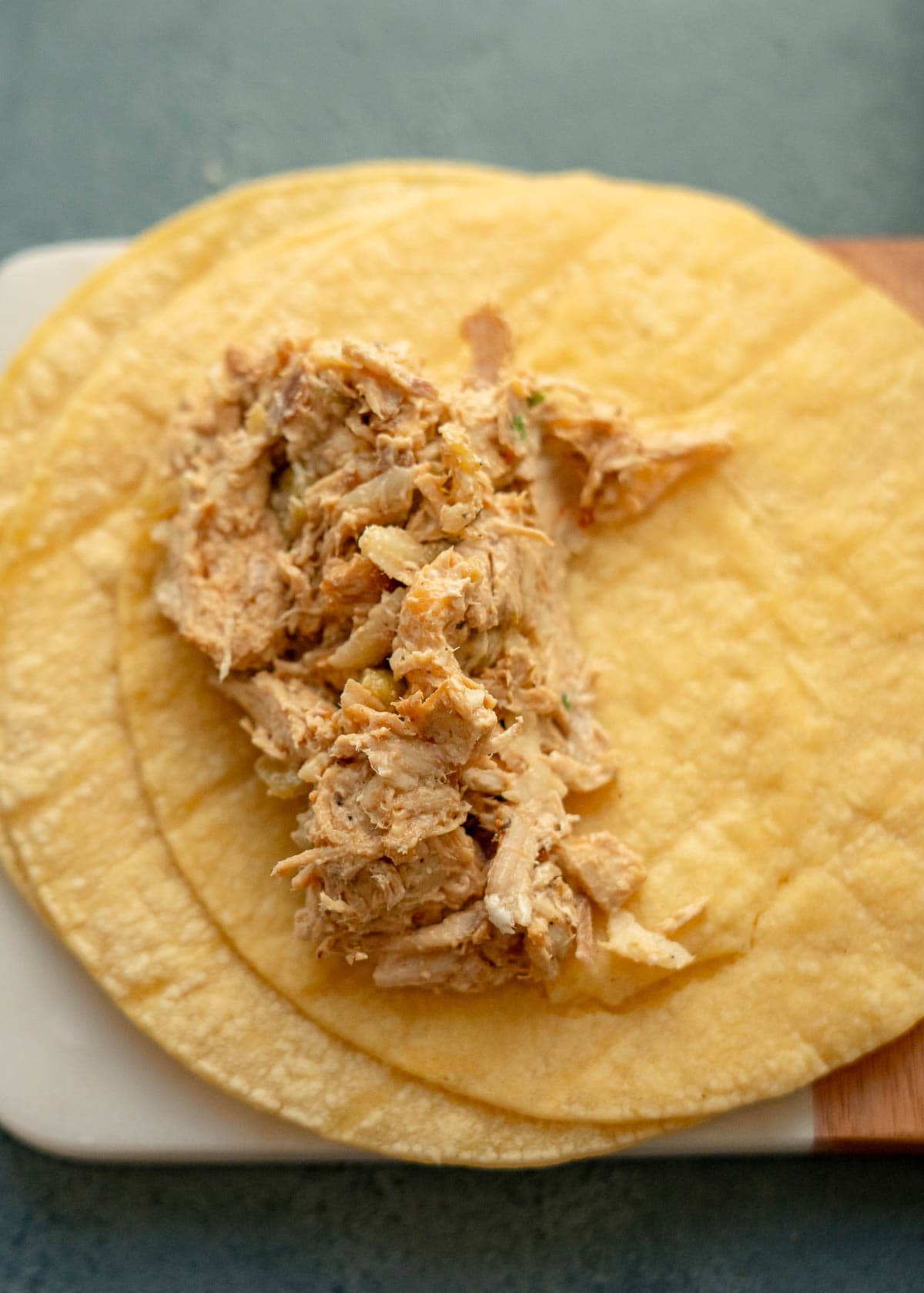 chicken filling on a tortilla