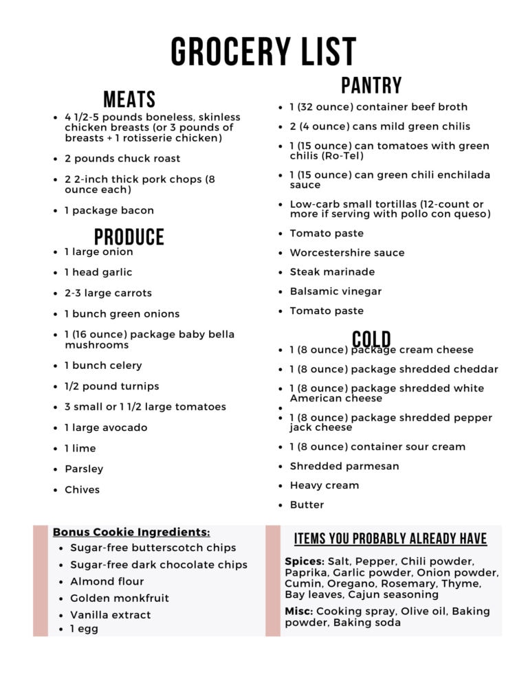 Easy Keto Meal Plan with Printable Shopping List (Week 29) - Maebells