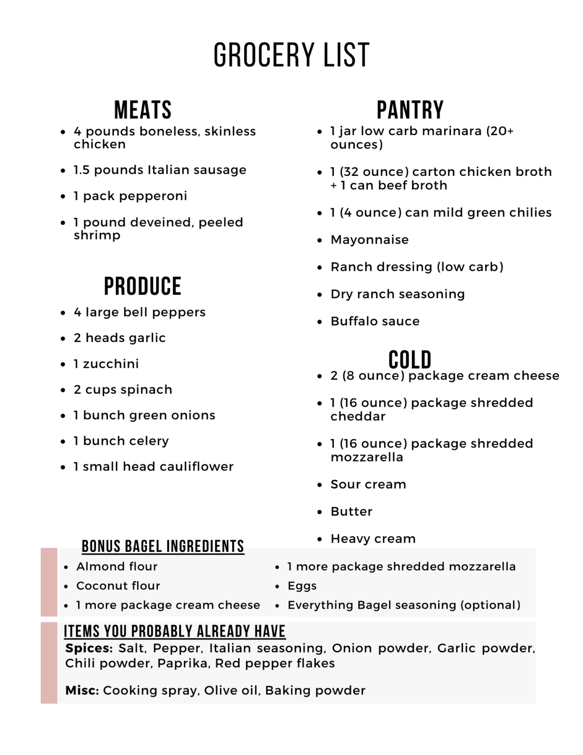 Easy Keto Meal Plan with Printable Shopping List (Week 34) - Maebells