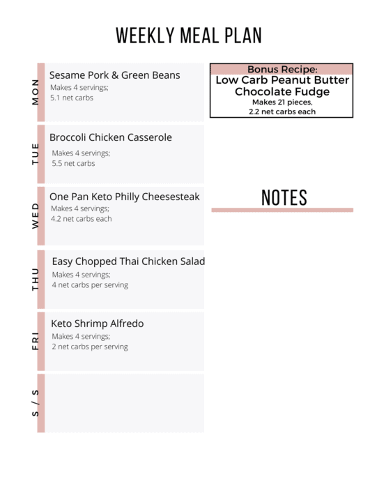 Easy Keto Meal Plan with Printable Shopping List (Week 39) - Maebells