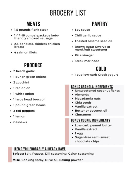 Easy Keto Meal Plan with Printable Shopping List (Week 43) - Maebells