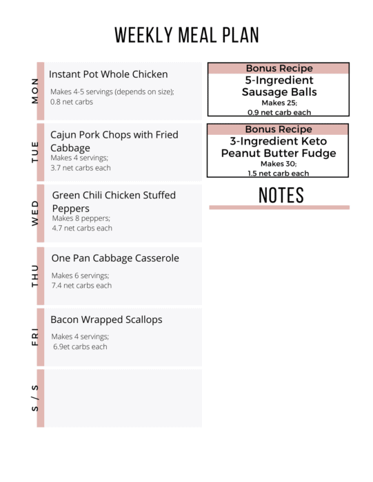 Easy Keto Meal Plan with Printable Shopping List (Week 47) - Maebells