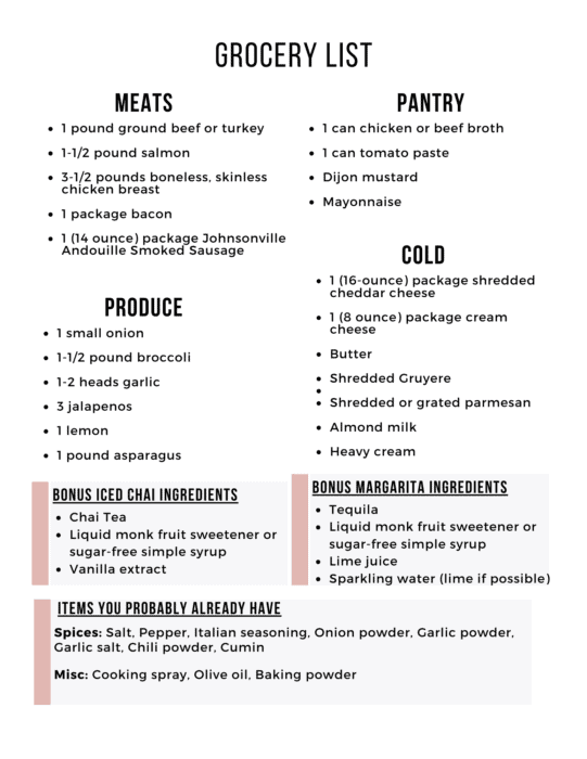 Easy Keto Meal Plan with Printable Shopping List (Week 48) - Maebells