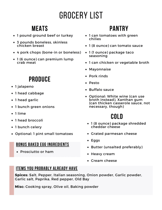 Easy Keto Meal Plan with Printable Shopping List (Week 51) - Maebells