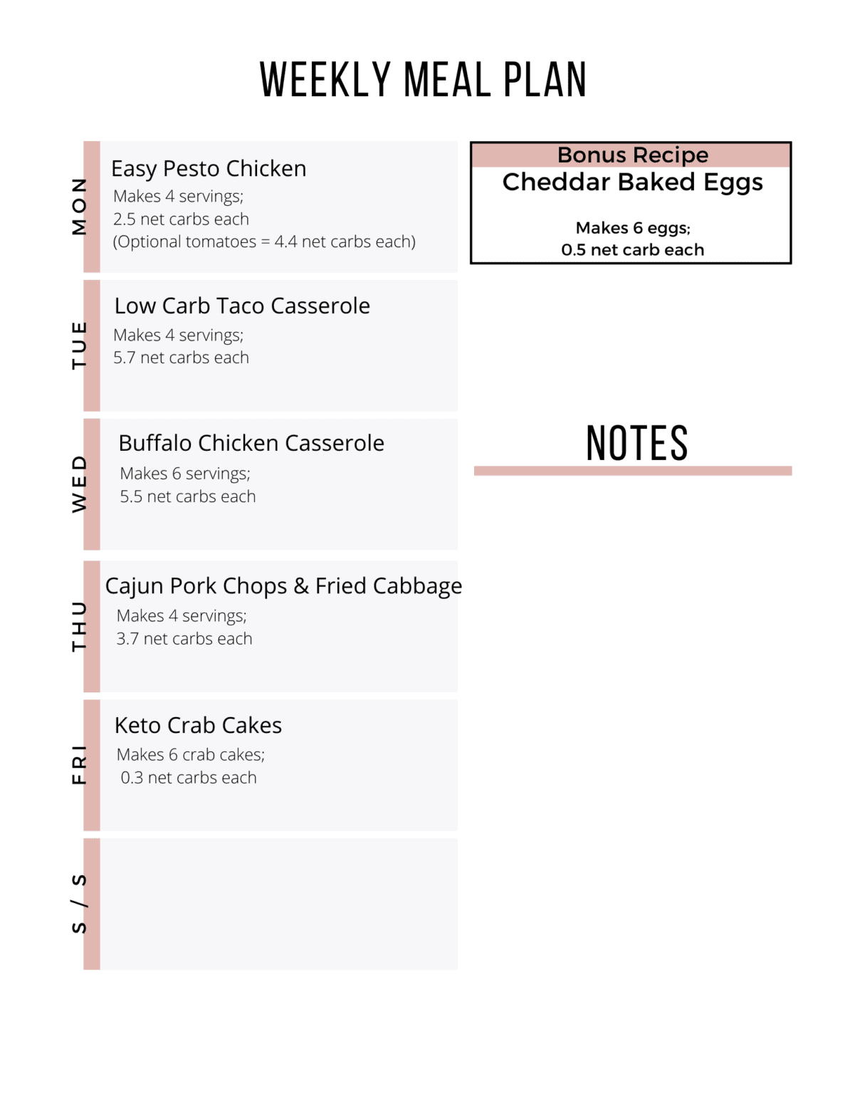 Easy Keto Meal Plan with Printable Shopping List (Week 51) - Maebells