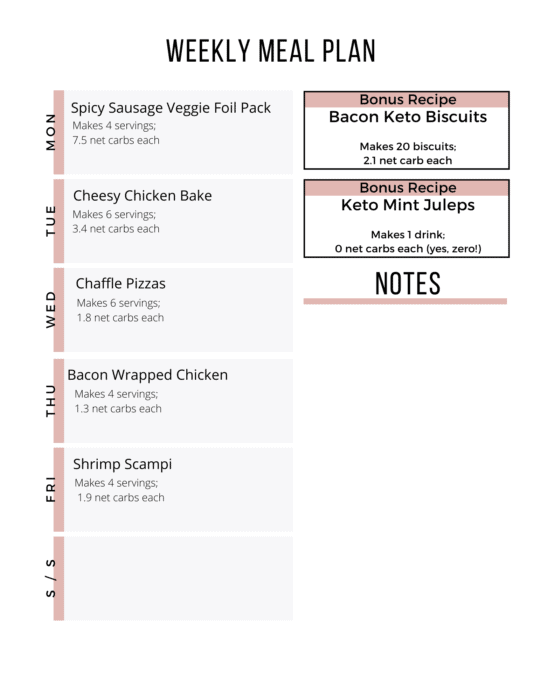 Easy Keto Meal Plan With Printable Shopping List (week 52) - Maebells