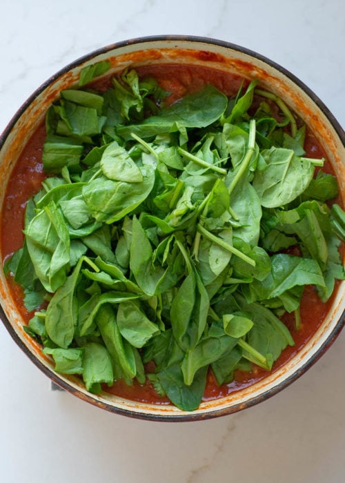 Creamy Tomato Soup with Sausage and Spinach - Maebells