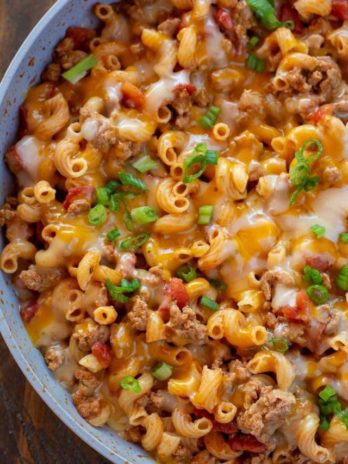 This easy Taco Mac recipe is a quick, one-pan, 30-minute meal packed with taco meat, noodles and cheese! Perfect for busy weeknights and family dinners.