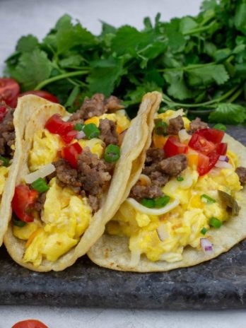 These Easy Breakfast Tacos are the best way to start the day! This simple breakfast recipe is packed full of protein and can be made ahead of time for a quick morning.