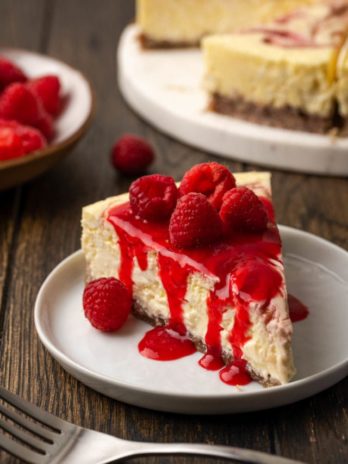 Raspberry Cheesecake on plate