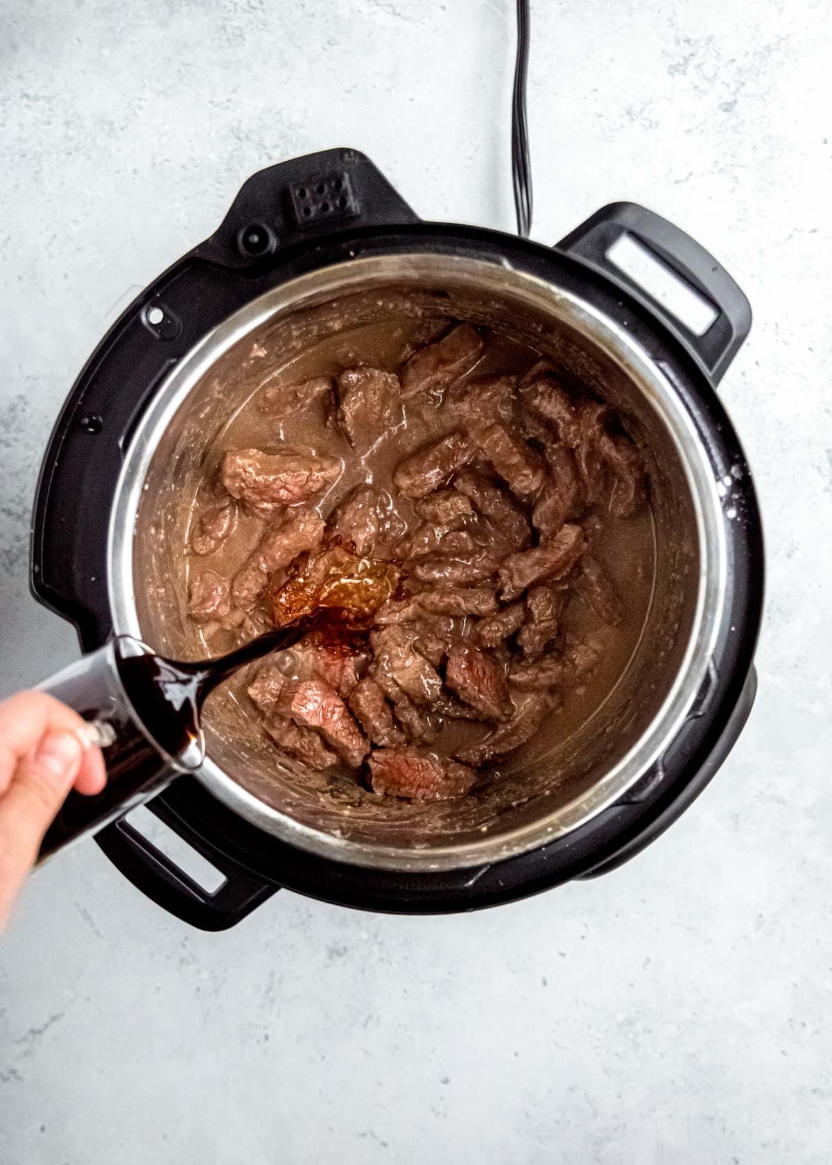 mongolian beef sauce added to instant pot