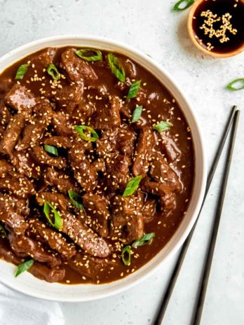 mongolian beef in bowl