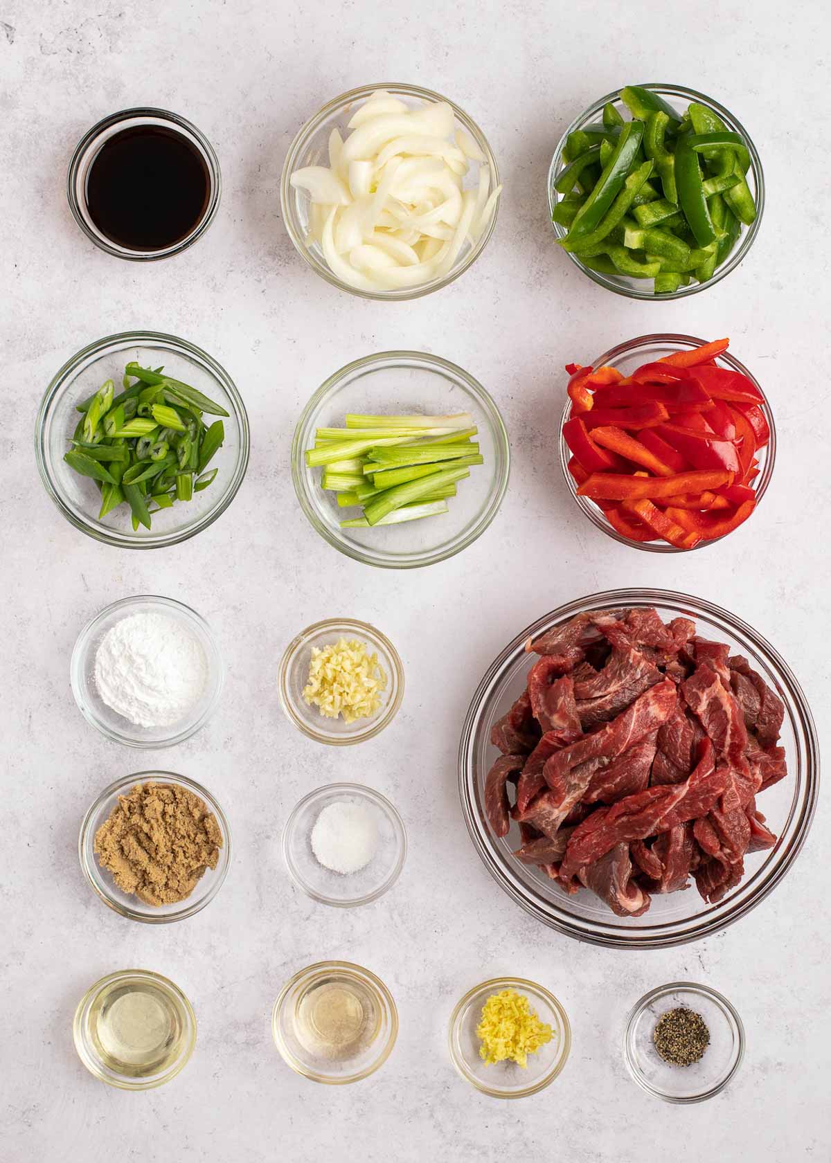 Ingredients for instant pot pepper steak