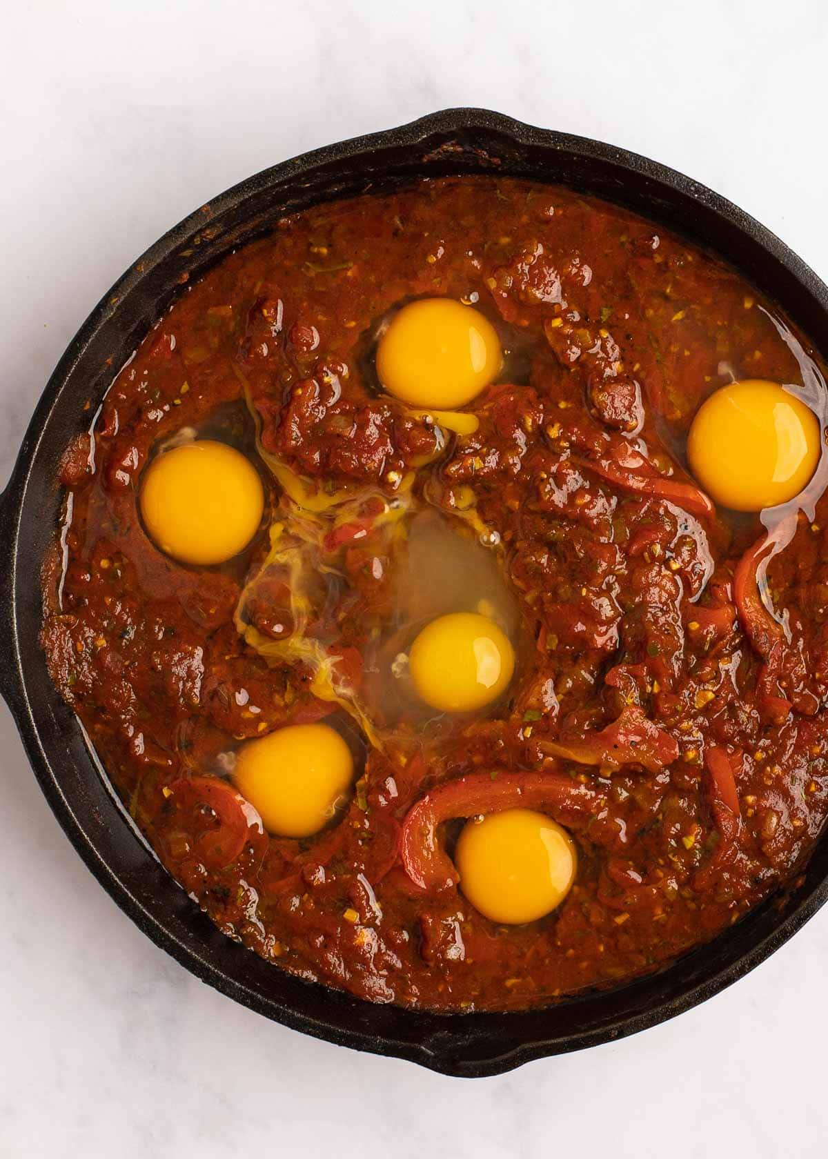 eggs in shakshuka sauce