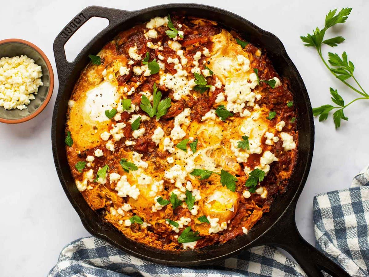 shakshuka in skillet