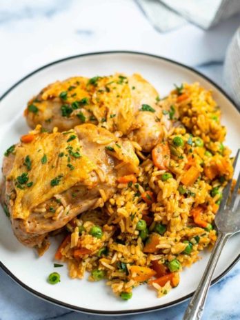 instant pot chicken and rice on a plate