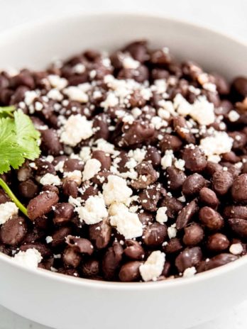 instant pot black beans in a white bowl