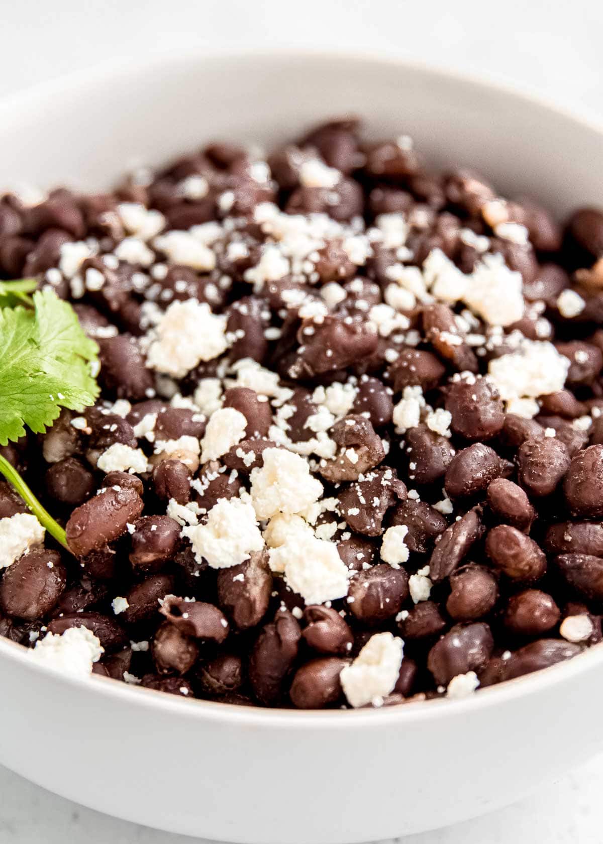 instant pot black beans in a white bowl