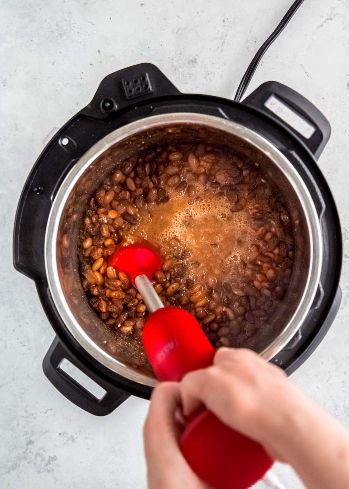 beans in instant pot with immersion blender