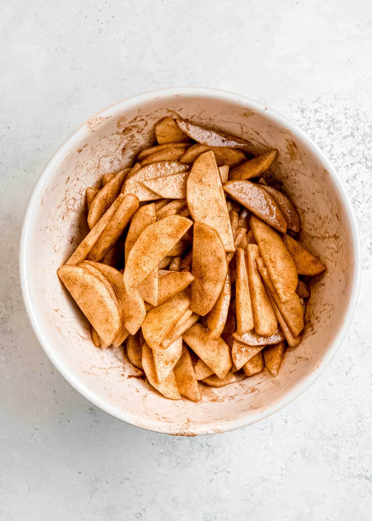 apple galette filling mixed in a bowl