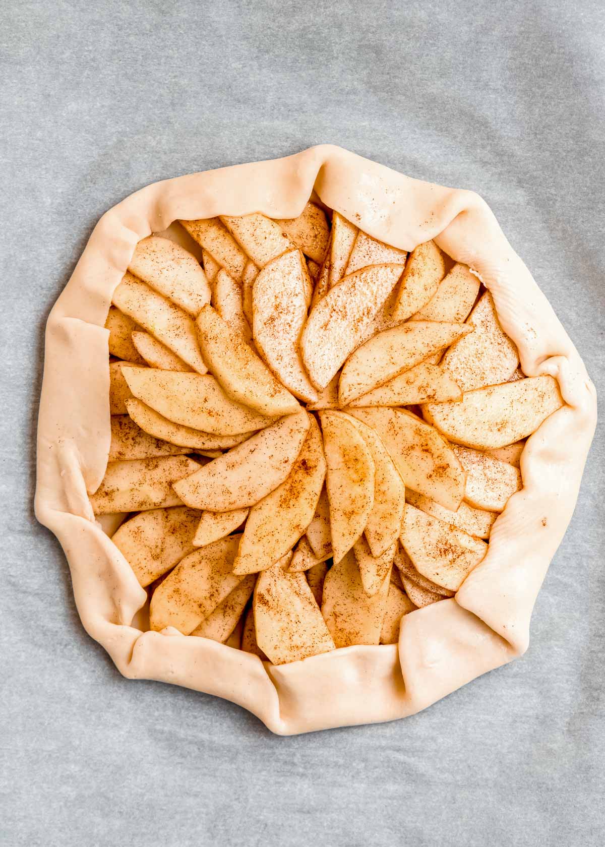 crust folded over apples