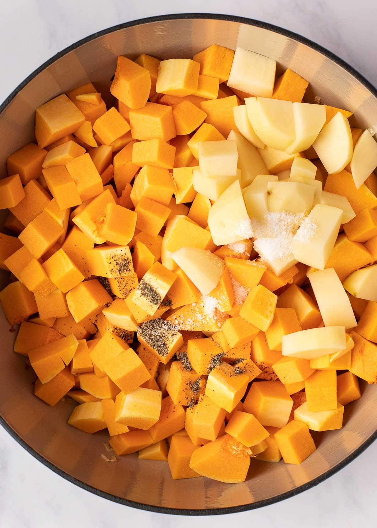 butternut squash ingredients in a dutch oven