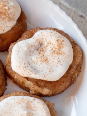 close up of frosted snickerdoodle