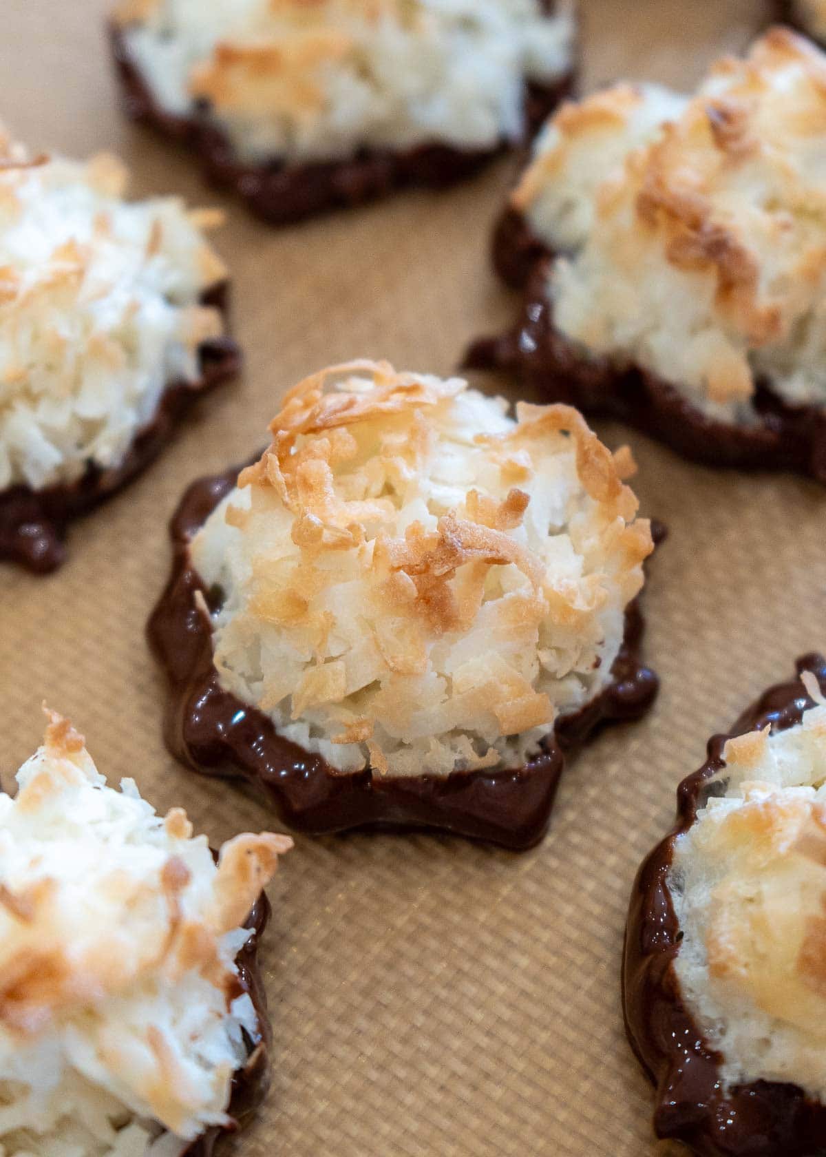 macaroons dipped in chocolate