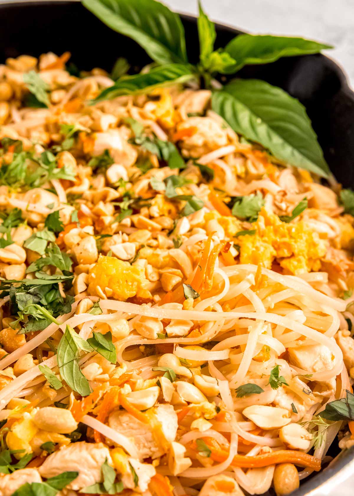 juicy chicken, tender noodles, and delicious veggies coated in a homemade pad thai sauce