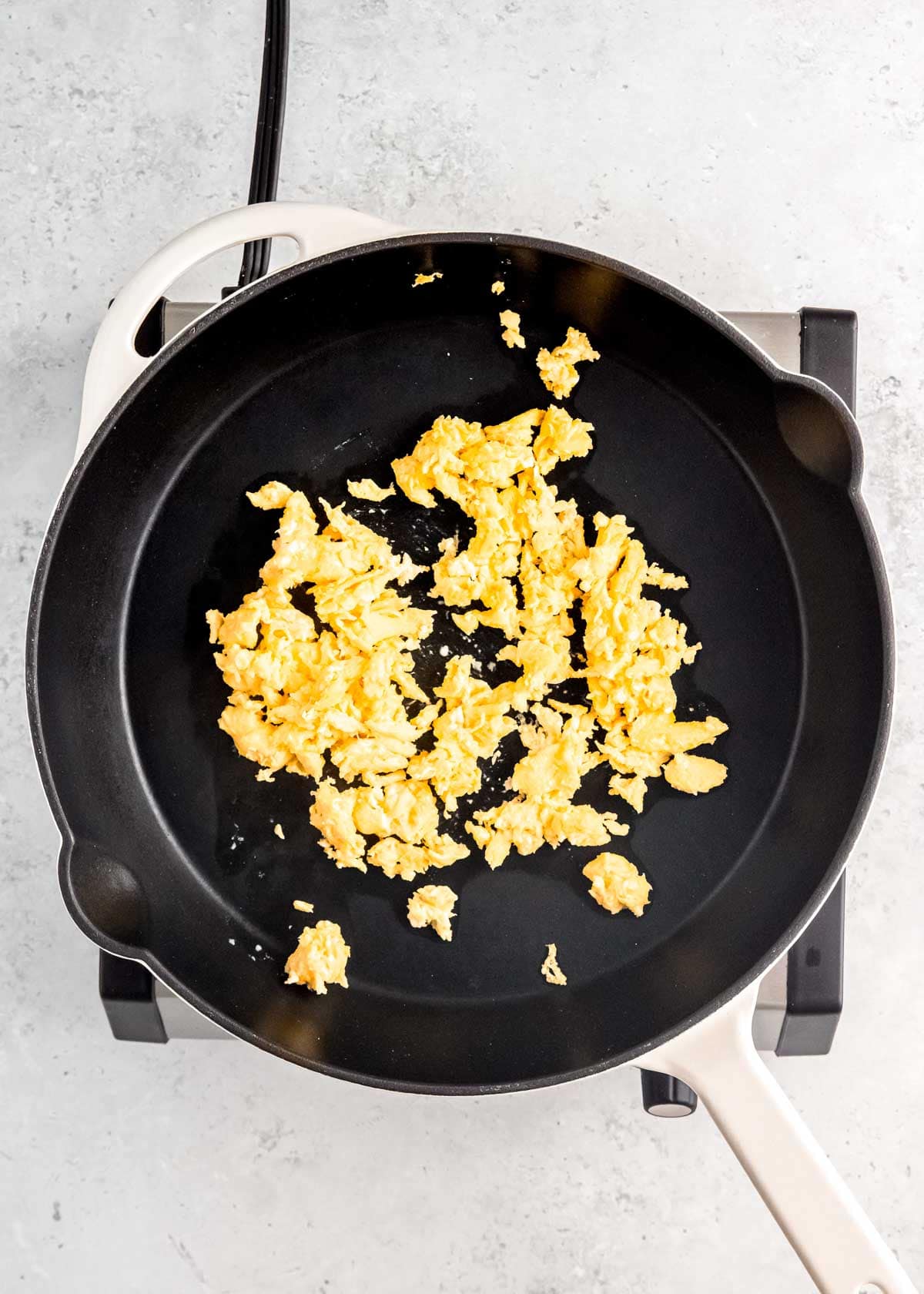 scrambled eggs in skillet 