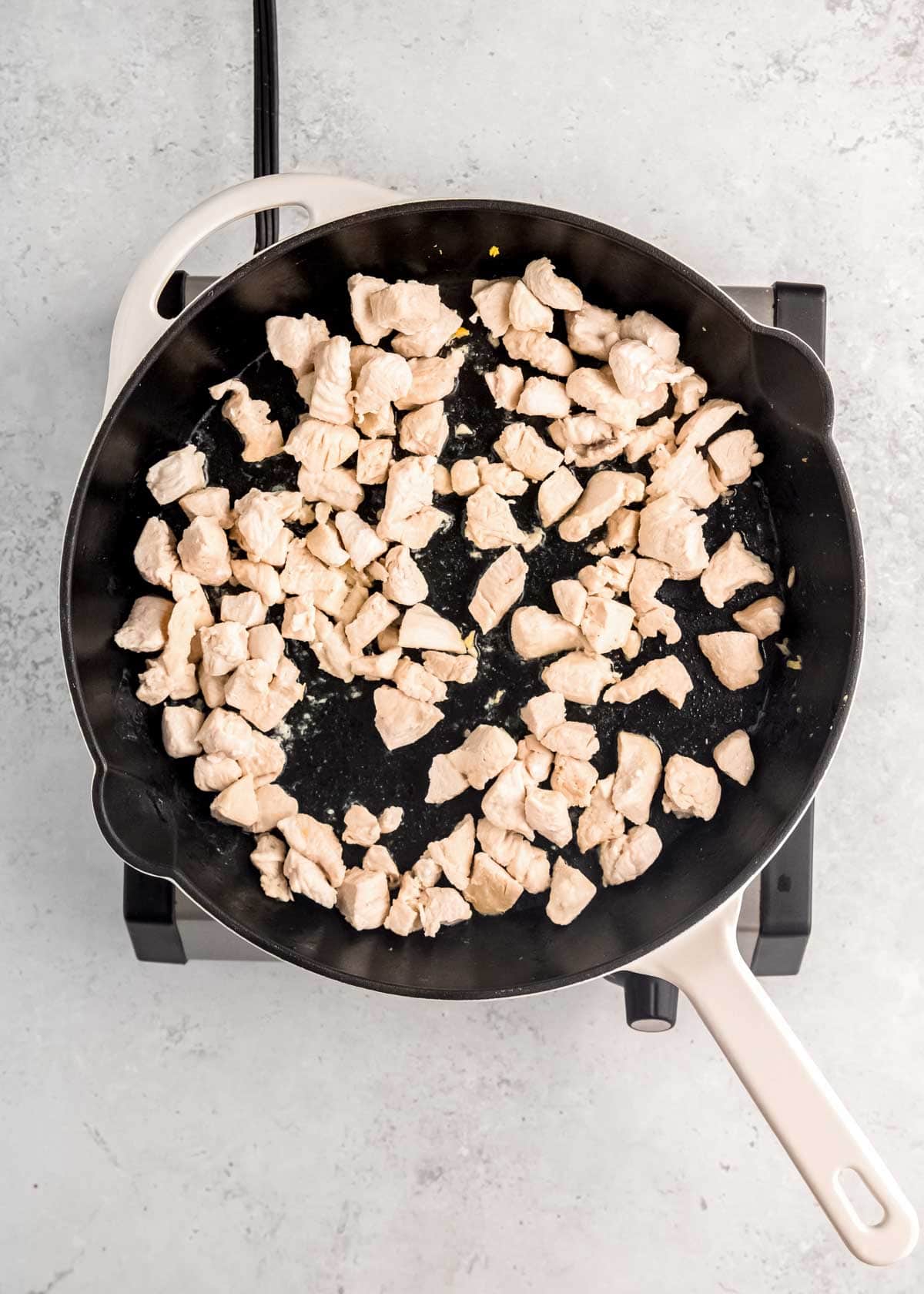 cooked chicken in skillet