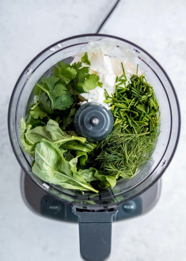 green goddess salad dressing ingredients in food processor