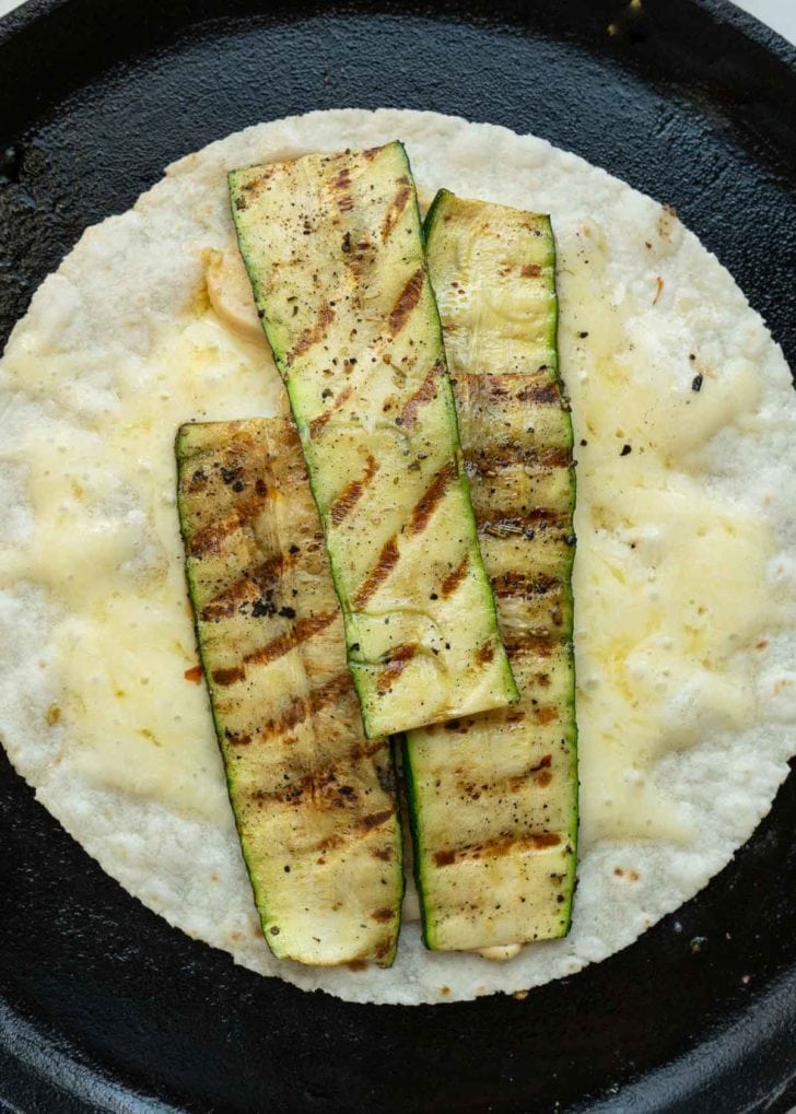grilled zucchini on a tortilla