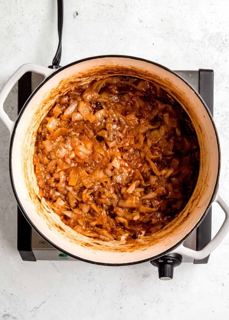 caramelized onions in a pot