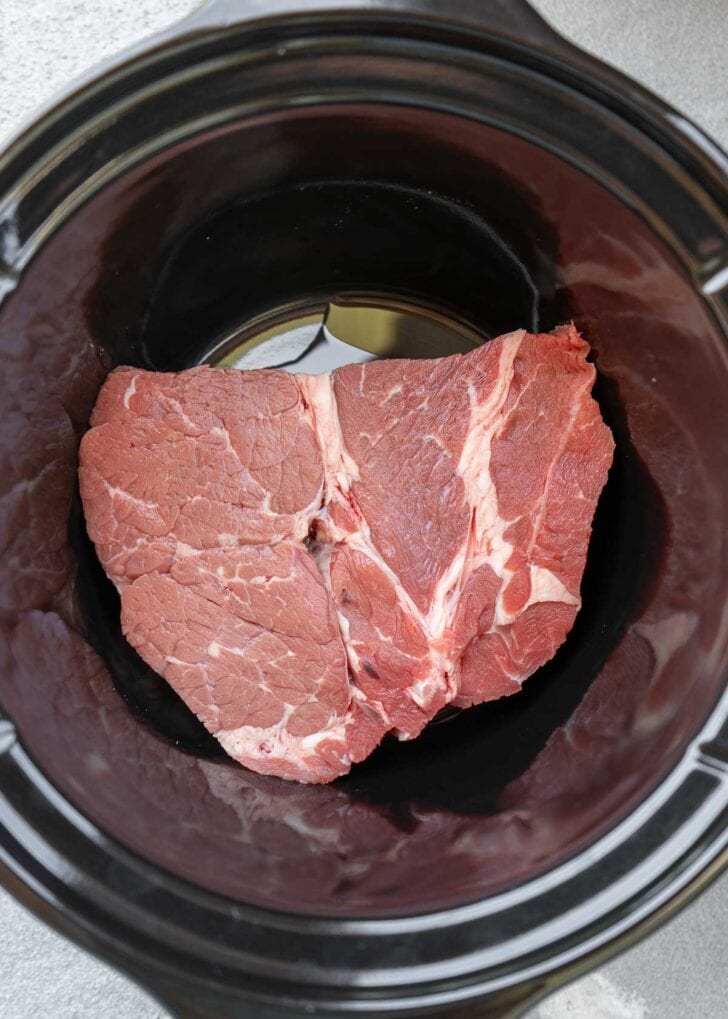 beef chuck roast in a slow cooker